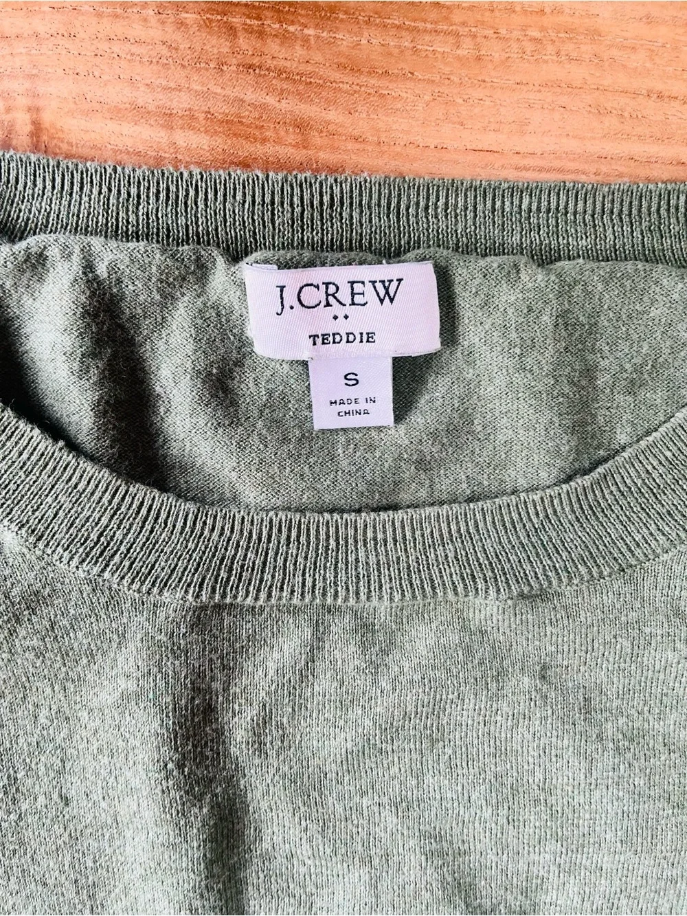J. Crew Teddie Crewneck Sweater in Sage Green 100% Cotton Size S